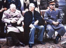 Winston Churchill, President Franklin D. Roosevelt and Josef Stalin at the Yalta Conference in February 1945